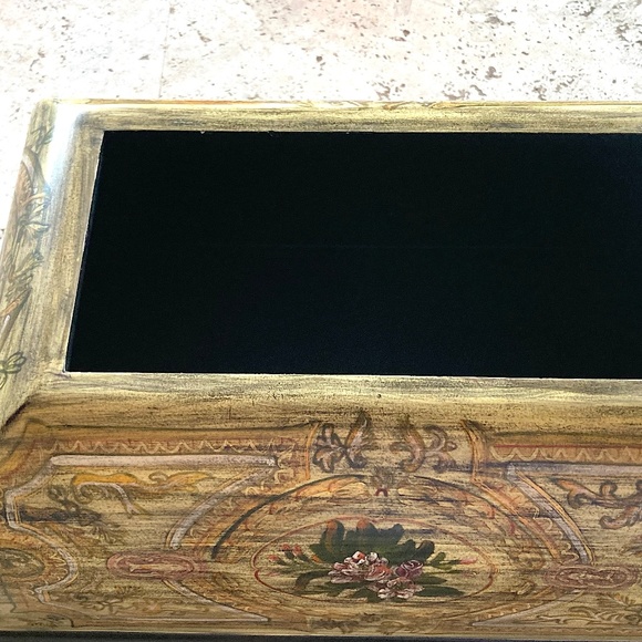 Castilian Imports Decorative Box 9958 Thick Wood w/ Koi Fish Handle Brass Legs - Picture 4 of 13